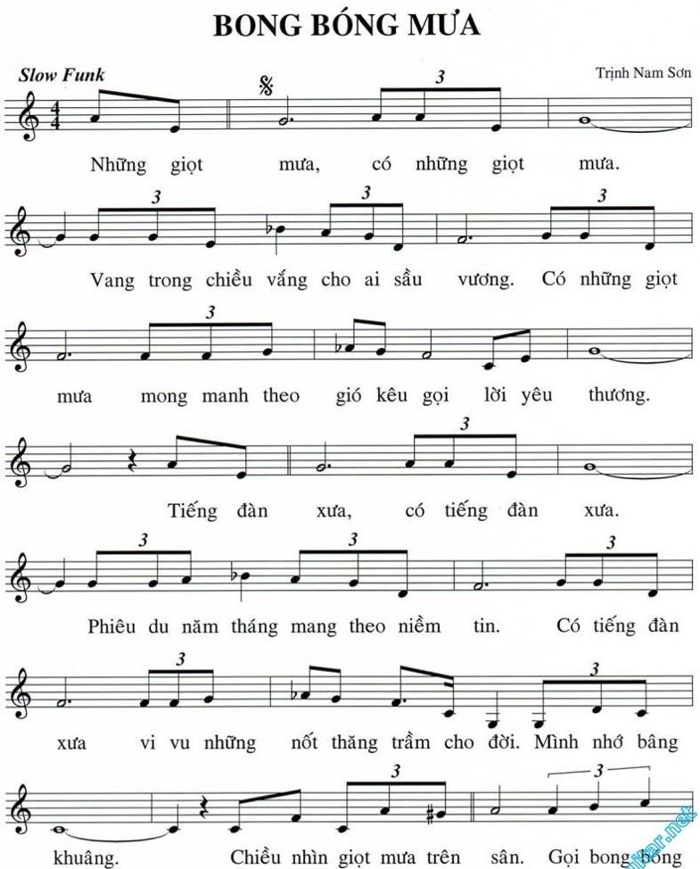 Sheet nhạc Bong Bóng Mưa